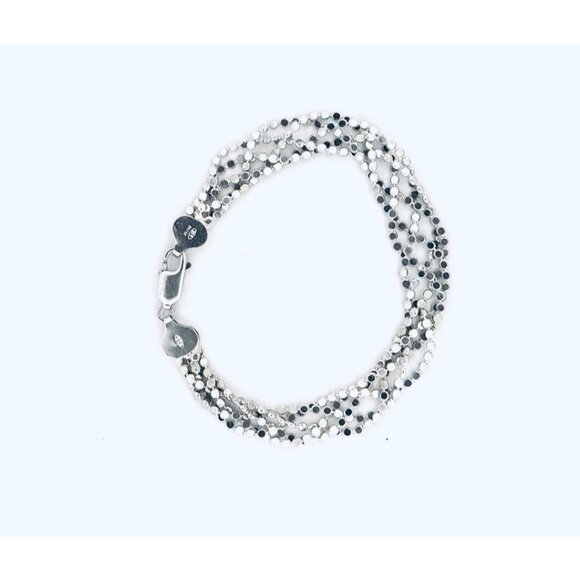 Elegant Milor 5 Strand Sterling Silver 925 Bracelet Small Silver Beads 7" Length - Picture 3 of 10